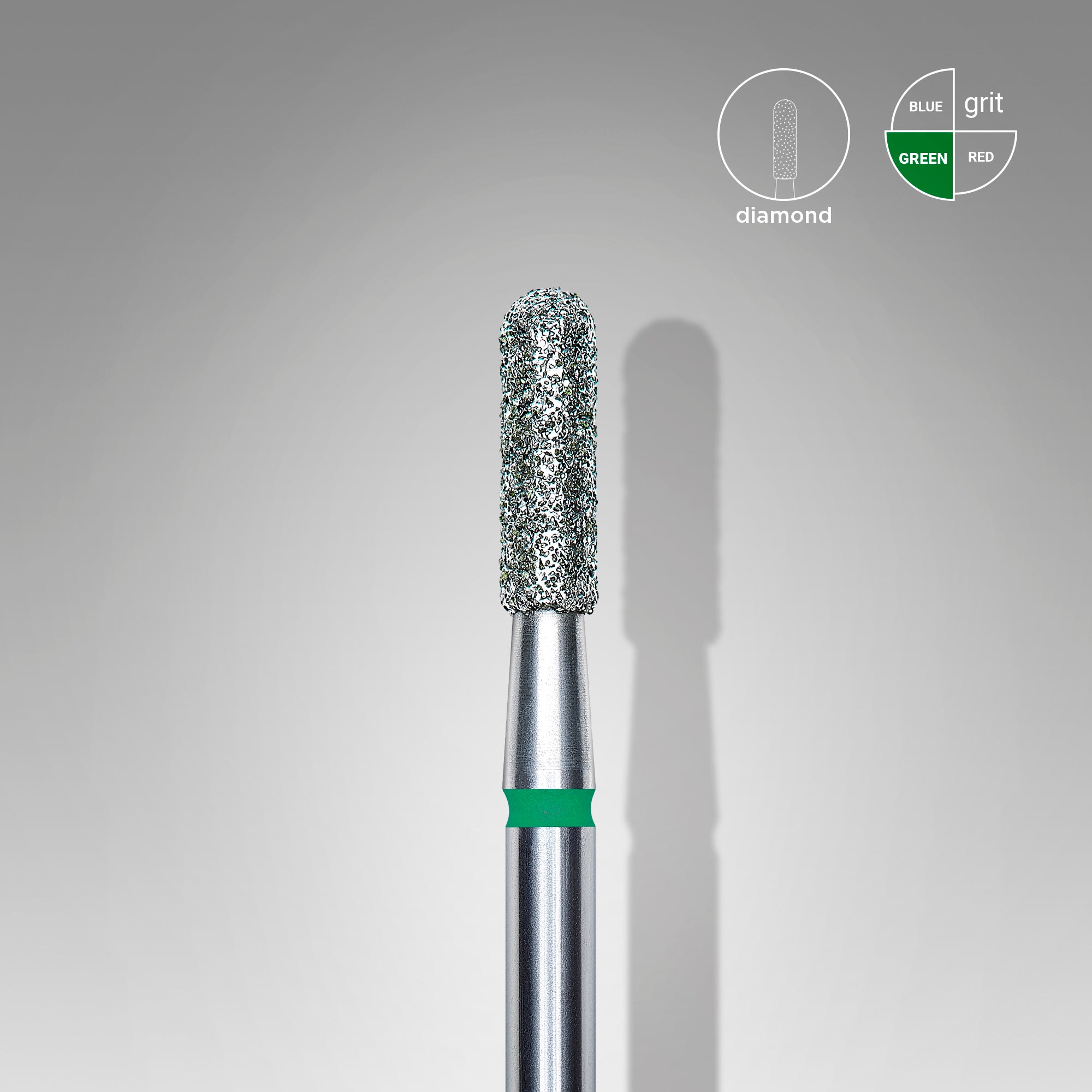 Diamond nail drill bit, rounded "cylinder", green, head diameter 2.3 mm/ working part 8 mm image 0